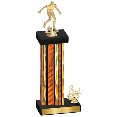 Accented Single Orange Glacier Third Place Soccer Trophy