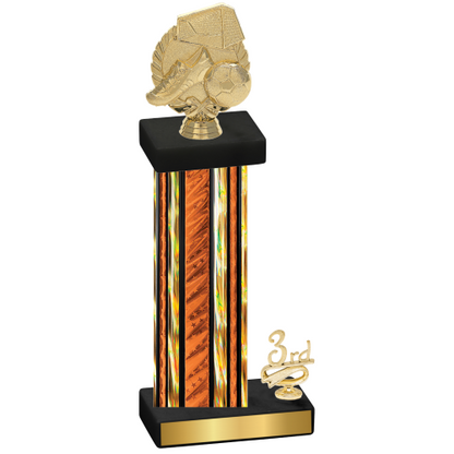 Accented Single Orange Glacier Third Place Soccer Trophy
