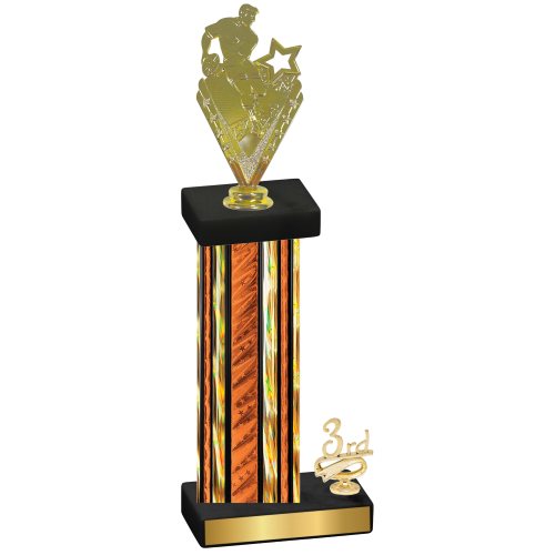 Accented Single Orange Glacier Third Place Rugby Trophy