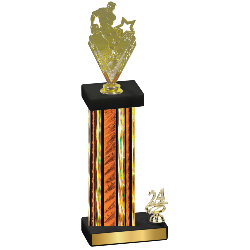 Accented Single Orange Glacier Year Rugby Trophy