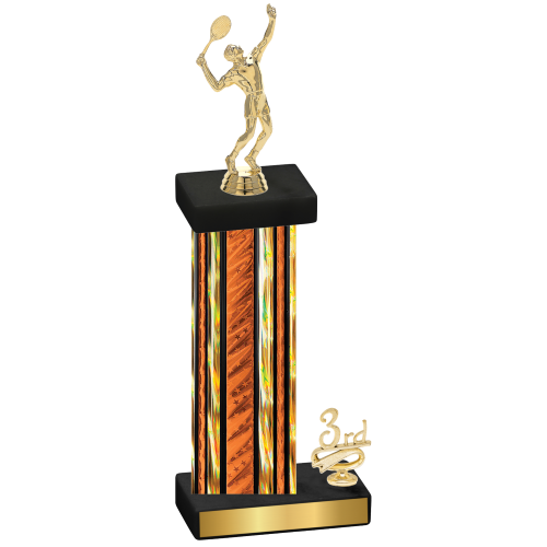 Accented Single Orange Glacier Third Place Tennis Trophy