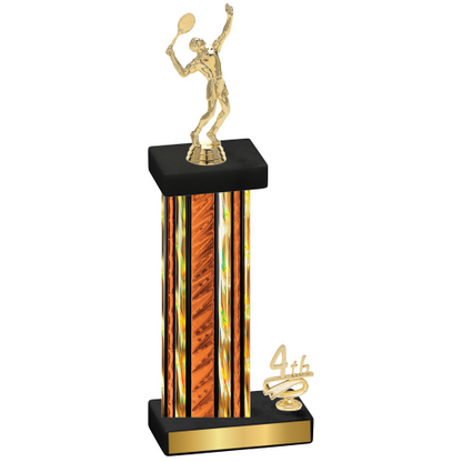 Accented Single Orange Glacier Fourth Place Tennis Trophy