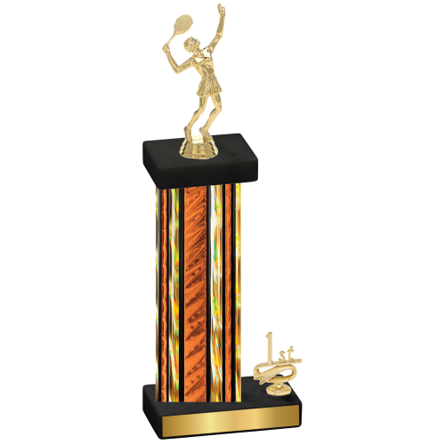 Accented Single Orange Glacier First Place Tennis Trophy