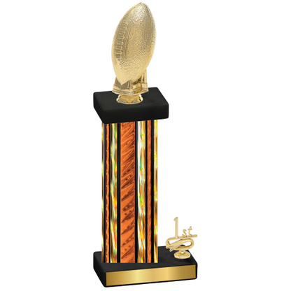 Accented Single Orange Glacier First Place Football Trophy