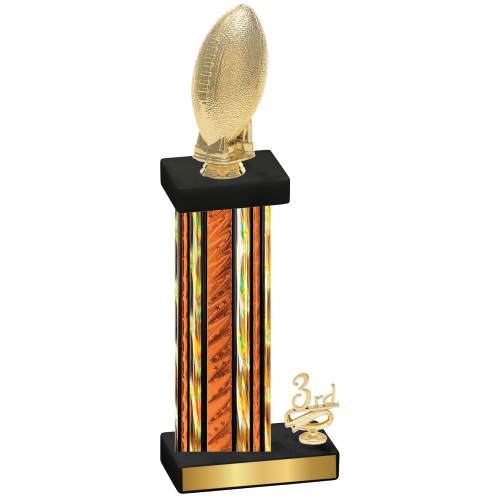 Accented Single Orange Glacier Third Place Football Trophy