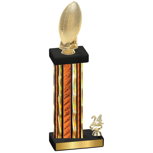 Accented Single Orange Glacier Year Football Trophy