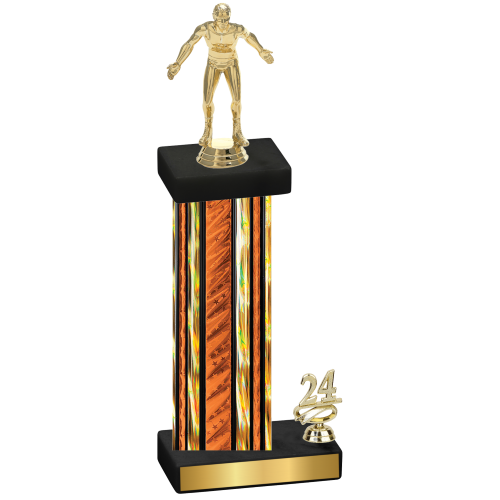 Accented Single Orange Glacier Year Wrestling Trophy