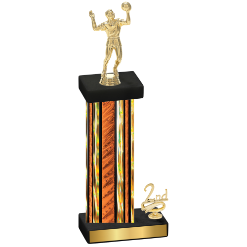 Accented Single Orange Glacier Second Place Volleyball Trophy