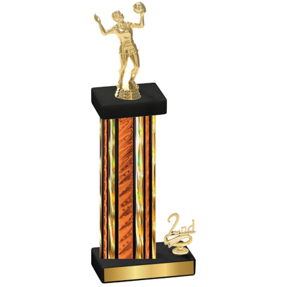 Accented Single Orange Glacier Second Place Volleyball Trophy