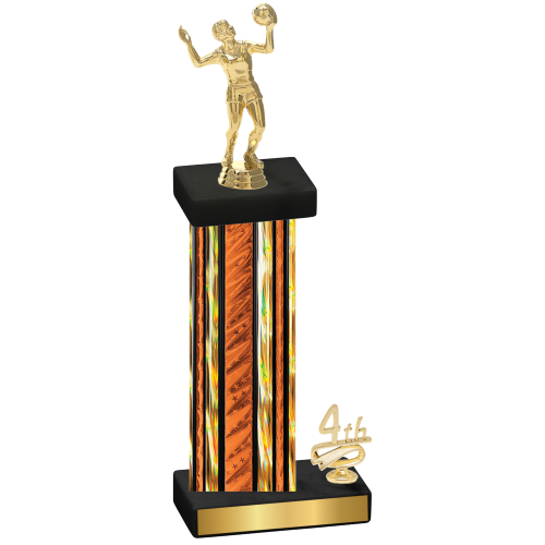 Accented Single Orange Glacier Fourth Place Volleyball Trophy