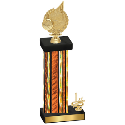 Accented Single Orange Glacier First Place Volleyball Trophy