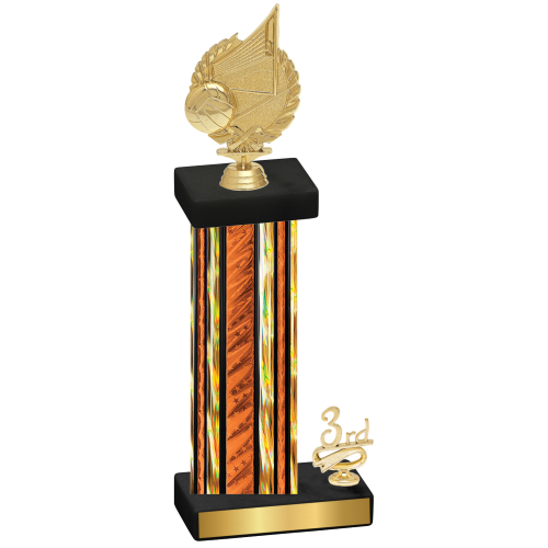Accented Single Orange Glacier Third Place Volleyball Trophy