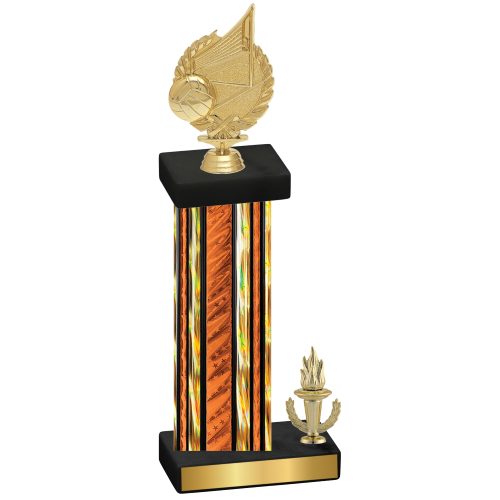 Accented Single Orange Glacier Victory Volleyball Trophy