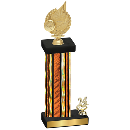 Accented Single Orange Glacier Year Volleyball Trophy