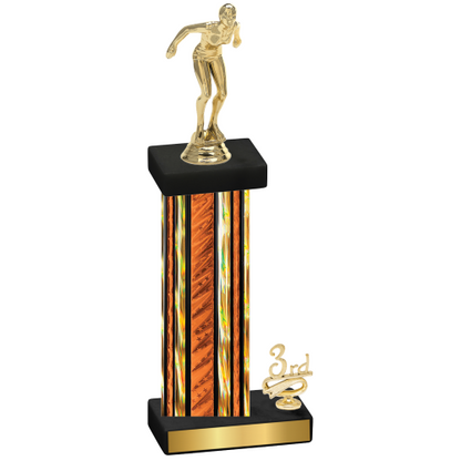 Accented Single Orange Glacier Third Place Tennis Trophy