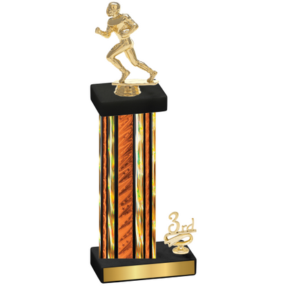 Accented Single Orange Glacier Third Place Football Trophy