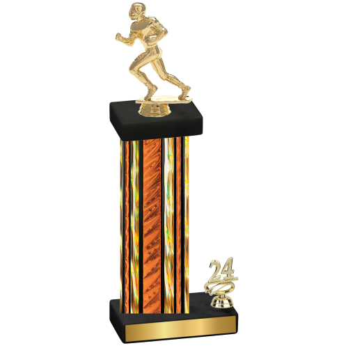 Accented Single Orange Glacier Year Football Trophy