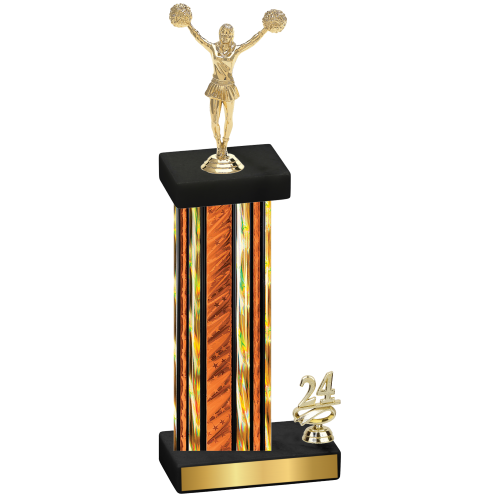 Accented Single Orange Glacier Year Cheerleading Trophy