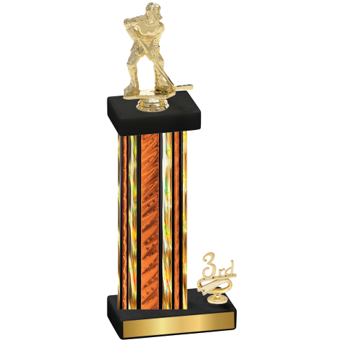Accented Single Orange Glacier Third Place Hockey Trophy