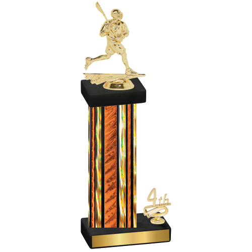 Accented Single Orange Glacier Fourth Place Lacrosse Trophy