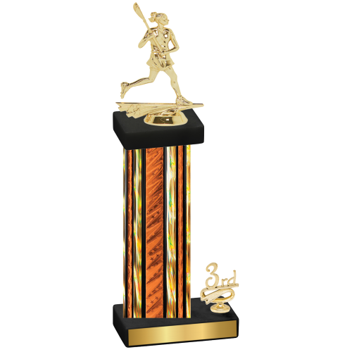 Accented Single Orange Glacier Third Place Lacrosse Trophy