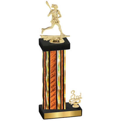 Accented Single Orange Glacier Third Place Lacrosse Trophy