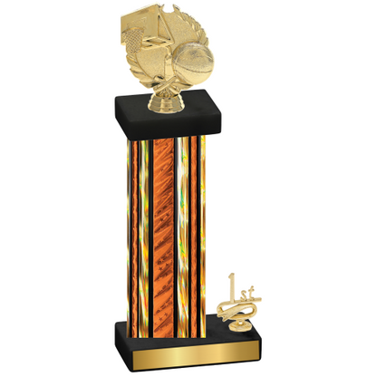 Accented Single Orange Glacier First Place Basketball Trophy