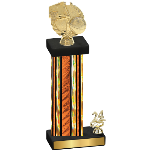 Accented Single Orange Glacier Year Basketball Trophy