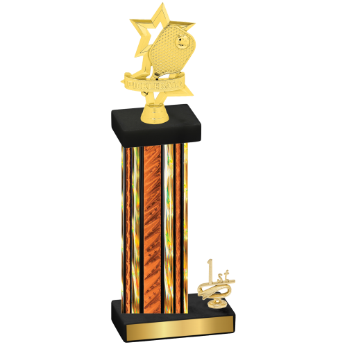 Accented Single Orange Glacier First Place Pickleball Trophy