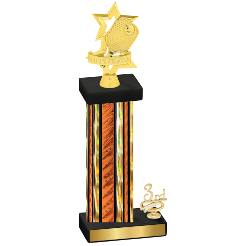 Accented Single Orange Glacier Third Place Pickleball Trophy