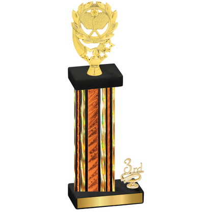 Accented Single Orange Glacier Third Place Pickleball Trophy