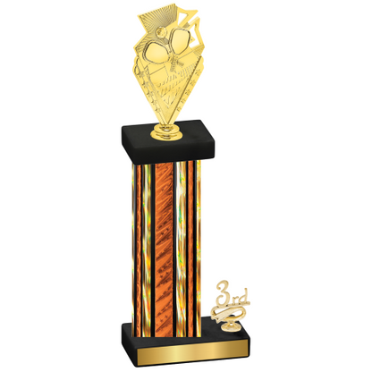 Accented Single Orange Glacier Third Place Pickleball Trophy
