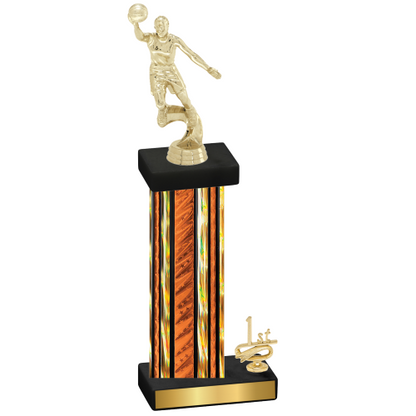 Accented Single Orange Glacier First Place Basketball Trophy