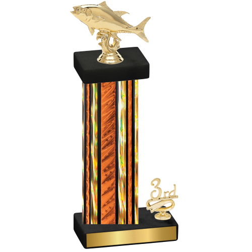 Accented Single Orange Glacier Third Place Fishing Trophy