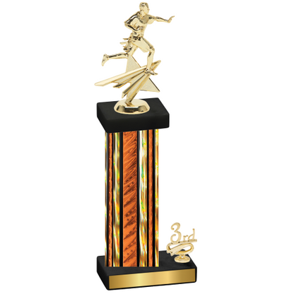 Accented Single Orange Glacier Third Place Flag Football Trophy