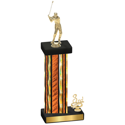 Accented Single Orange Glacier Third Place Golf Trophy