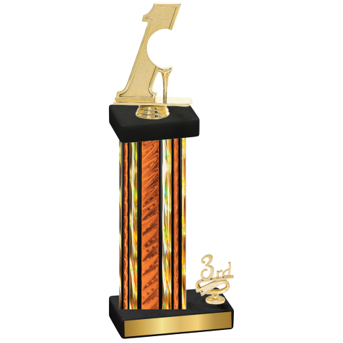 Accented Single Orange Glacier Third Place Golf Trophy