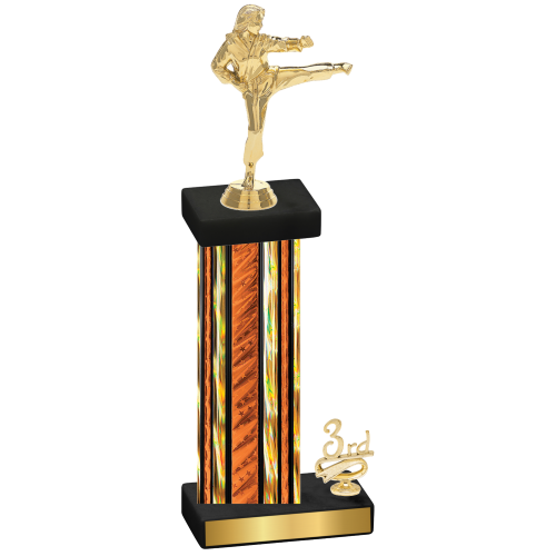 Accented Single Orange Glacier Third Place Karate Trophy