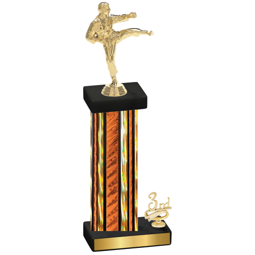 Accented Single Orange Glacier Third Place Karate Trophy
