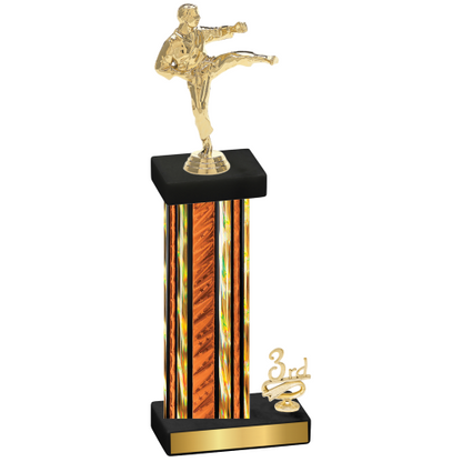 Accented Single Orange Glacier Third Place Karate Trophy