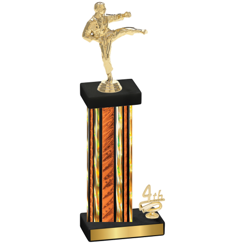 Accented Single Orange Glacier Fourth Place Karate Trophy