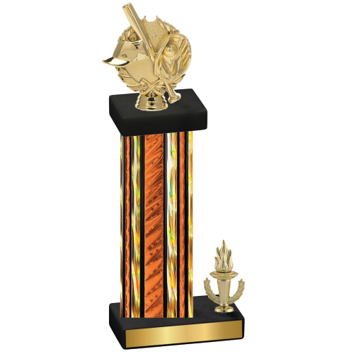 Accented Single Orange Glacier Victory Baseball Trophy