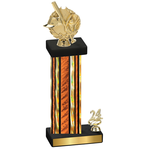 Accented Single Orange Glacier Year Baseball Trophy