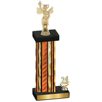 Accented Single Orange Glacier Year Academics Trophy