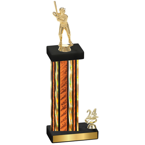 Accented Single Orange Glacier Year Baseball Trophy