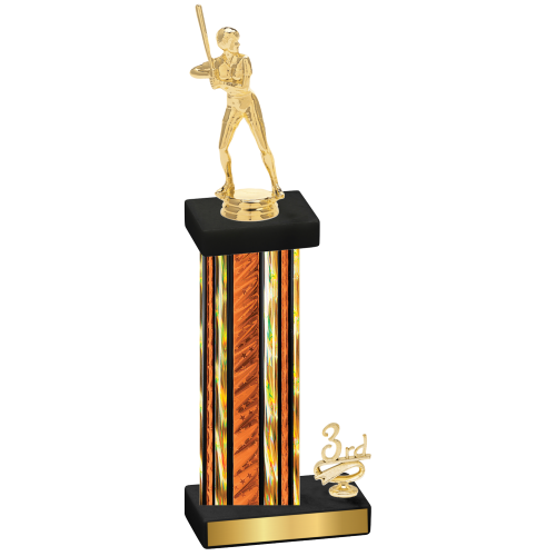 Accented Single Orange Glacier Third Place Softball Trophy