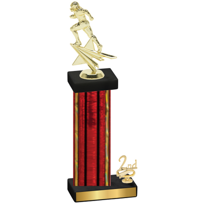 Accented Single Red Glacier Second Place Football Trophy