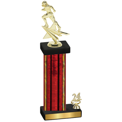 Accented Single Red Glacier Year Football Trophy