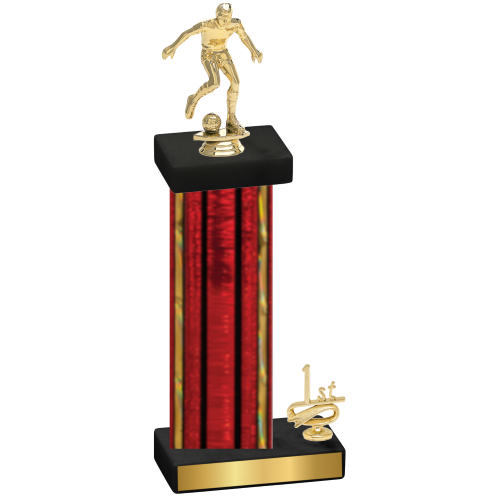 Accented Single Red Glacier First Place Soccer Trophy