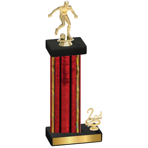 Accented Single Red Glacier Second Place Soccer Trophy